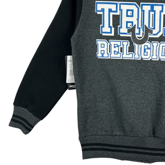 True Religion Boys Graphic Zip-Up Jacket M (10/12) Black & Gray Ribbed Trim NWT - Picture 6 of 11